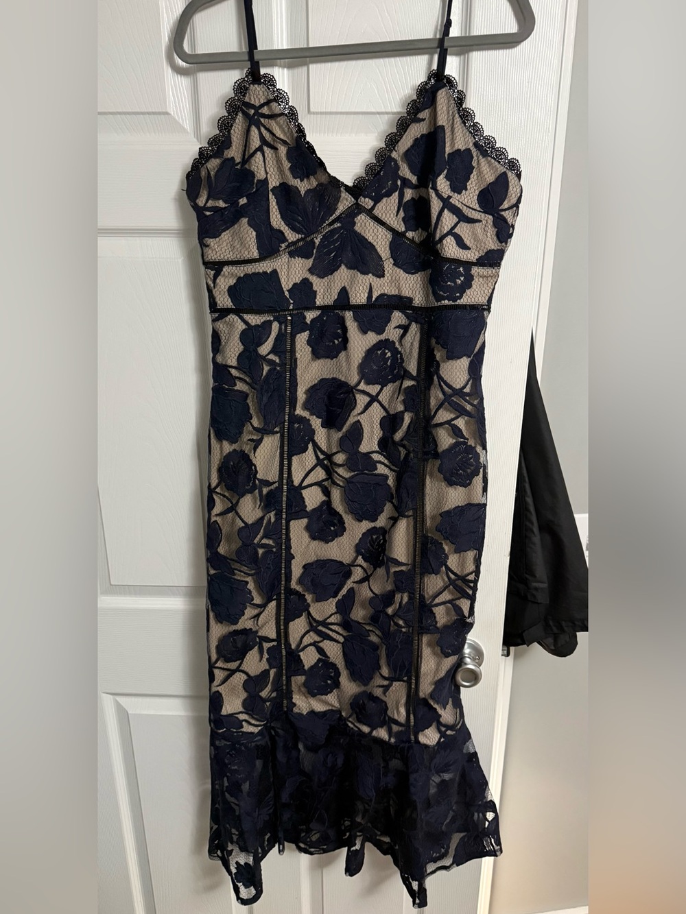 Lulu's Navy Floral Lace Midi Dress